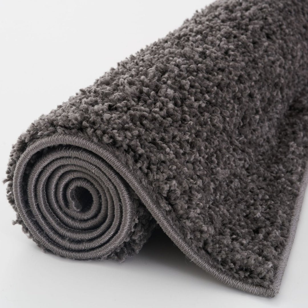 Dark Grey Shaggy Rug High quality Plain Design