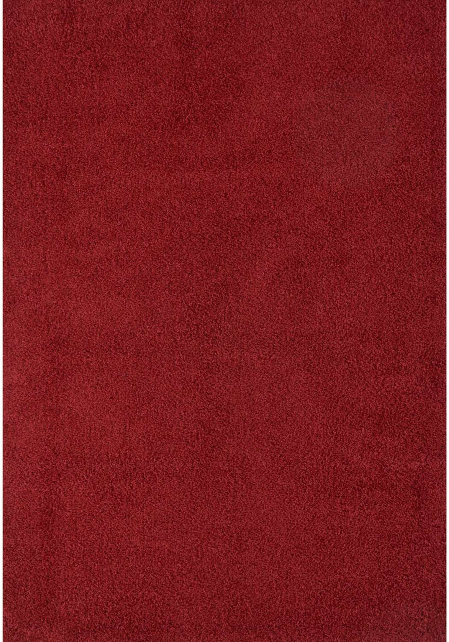 Shaggy Rug Plain Red non-shedding easy to clean