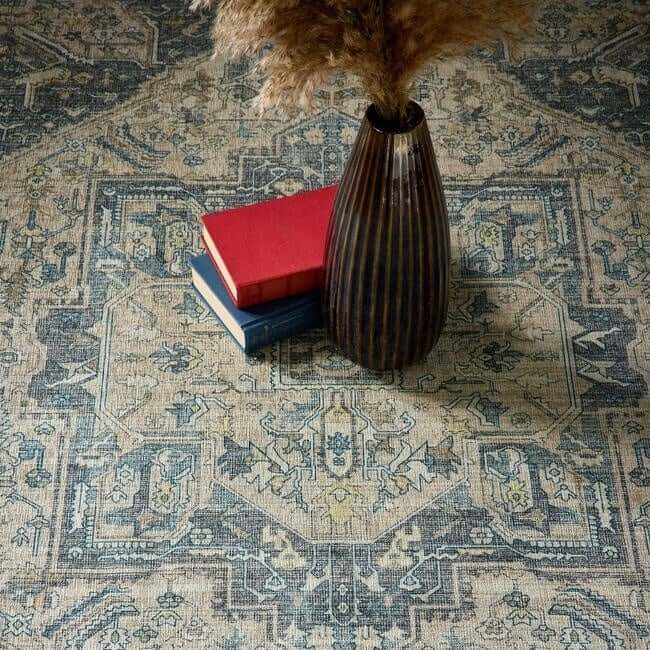 The Rugs Eco-Washable Grey Blue Green Vintage Rug |Stylish & Practical