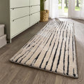 Natural Woodgrain Look Rug - Cream & Dark Grey