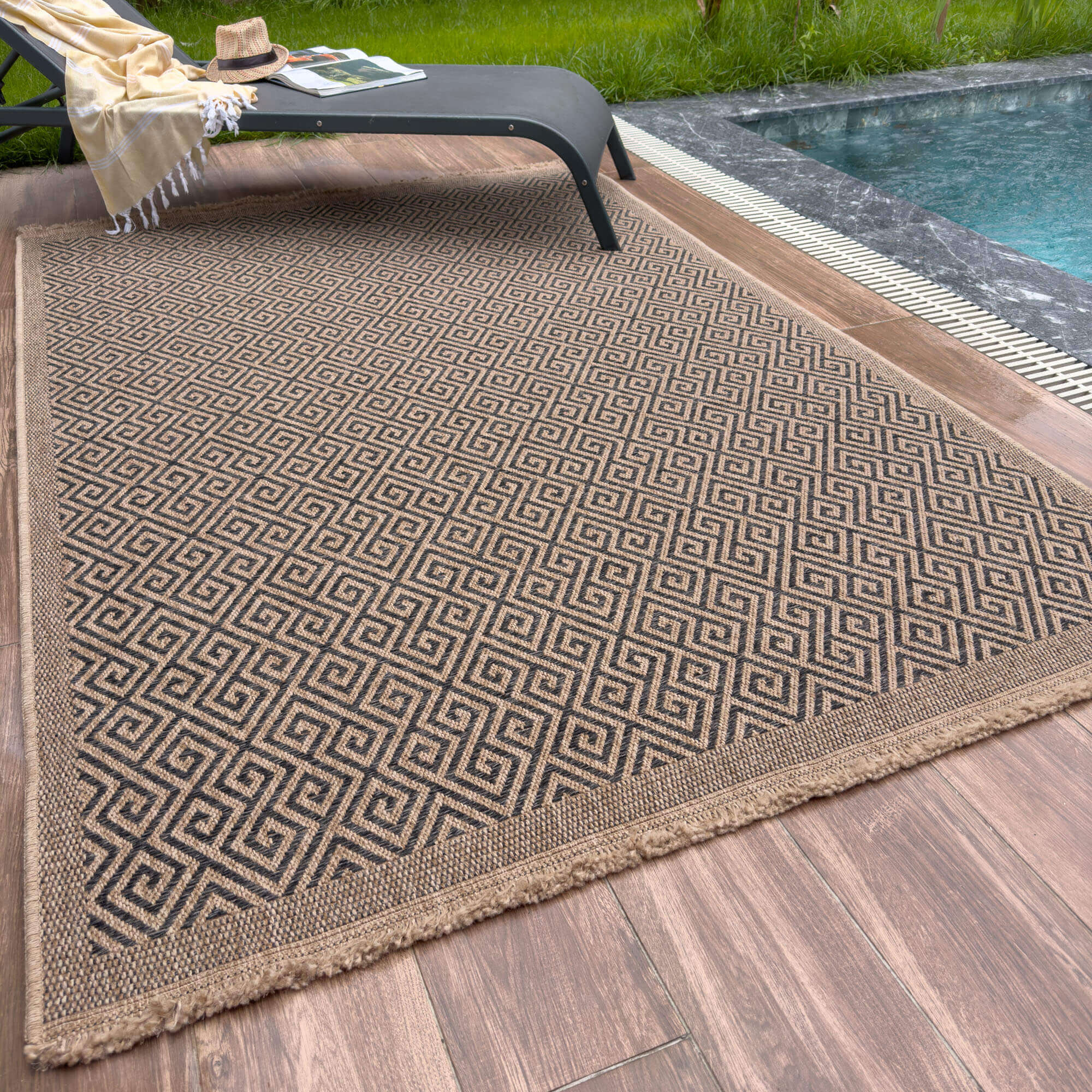 Jutelooking Outdoor Rug for Garden in Dark Grey Colour 5100DG The Rugs