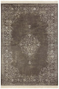 Oriental Velvet With Fringes Vintage Brown Rug