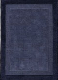 Stacked Border Blue Wool Rug