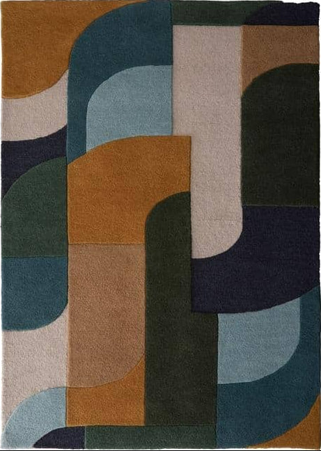 The Rugs Retro Deco Geometric Wool Rug - Statement Piece