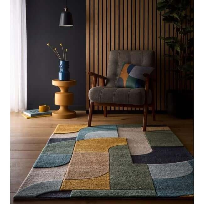 The Rugs Retro Deco Geometric Wool Rug - Statement Piece