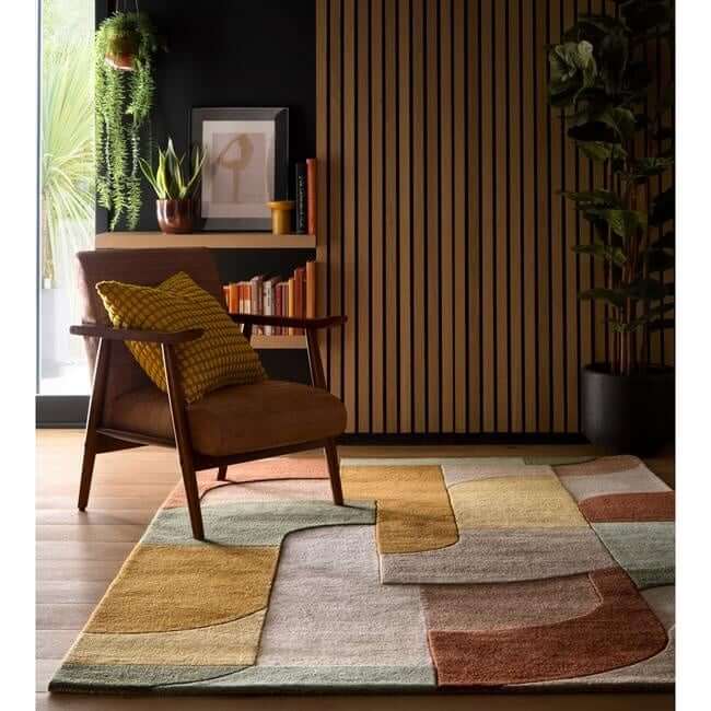The Rugs Retro Deco Geometric Wool Rug - Statement Piece