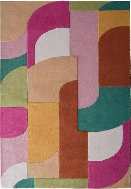 The Rugs Retro Deco Geometric Wool Rug - Statement Piece