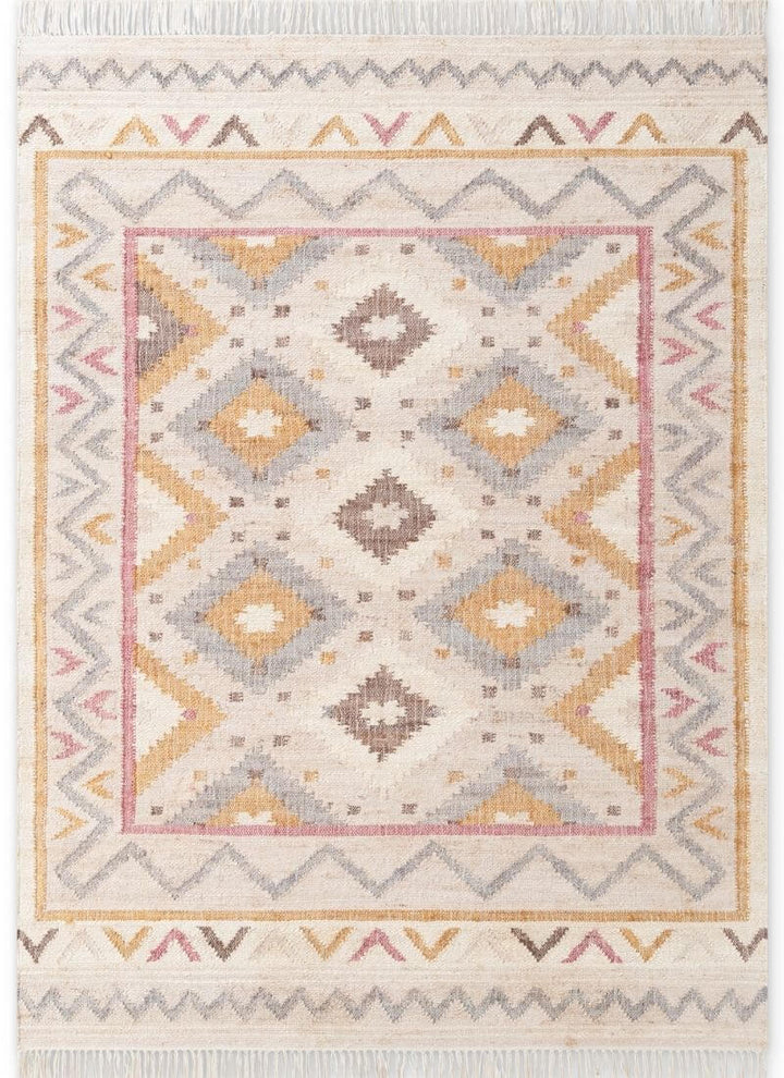 The Rugs Roya Afghan Kelim Rug – Parsa Cream Multicolour