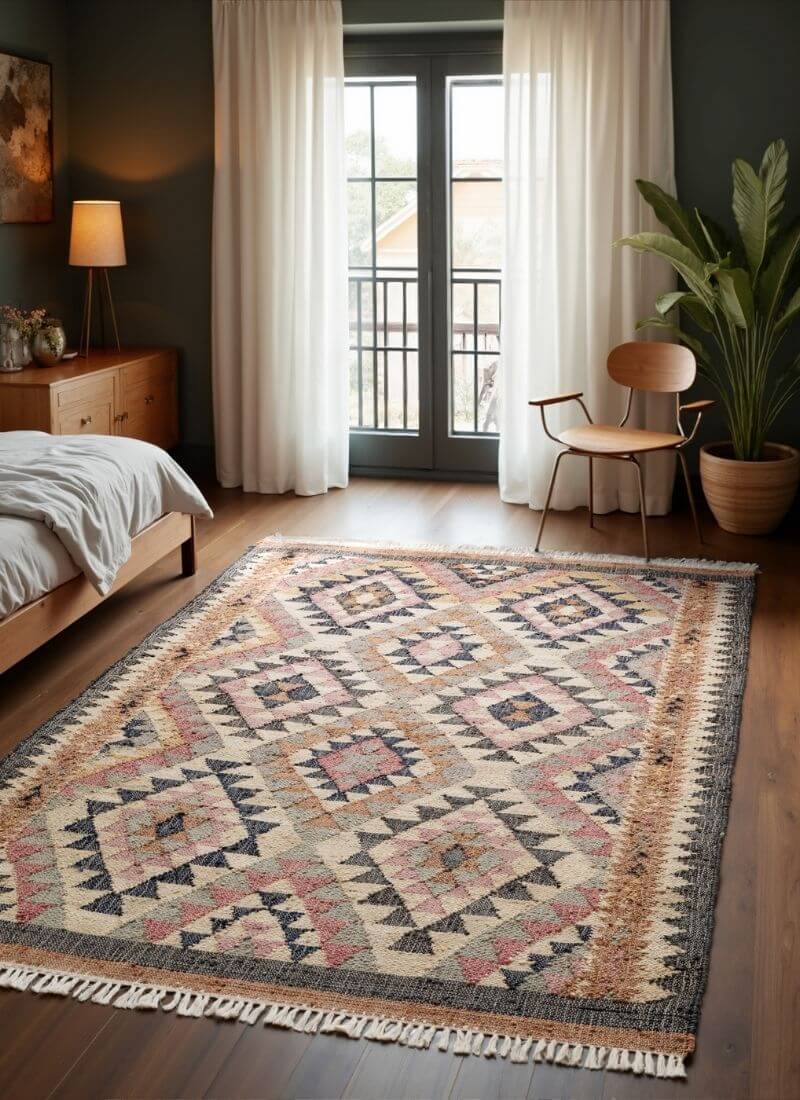 The Rugs Roya Afghan Kelim Rug – Parsa Cream Multicolour