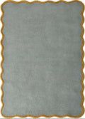 Wool Scalloped Duck Egg Blue Rug Bordered Design