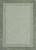 Stacked Border Soft Green Wool Rug