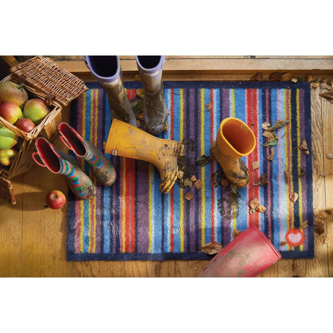 The Rugs Eco-Friendly Washable Striped Multicolour Mat | Trap 95% Dirt