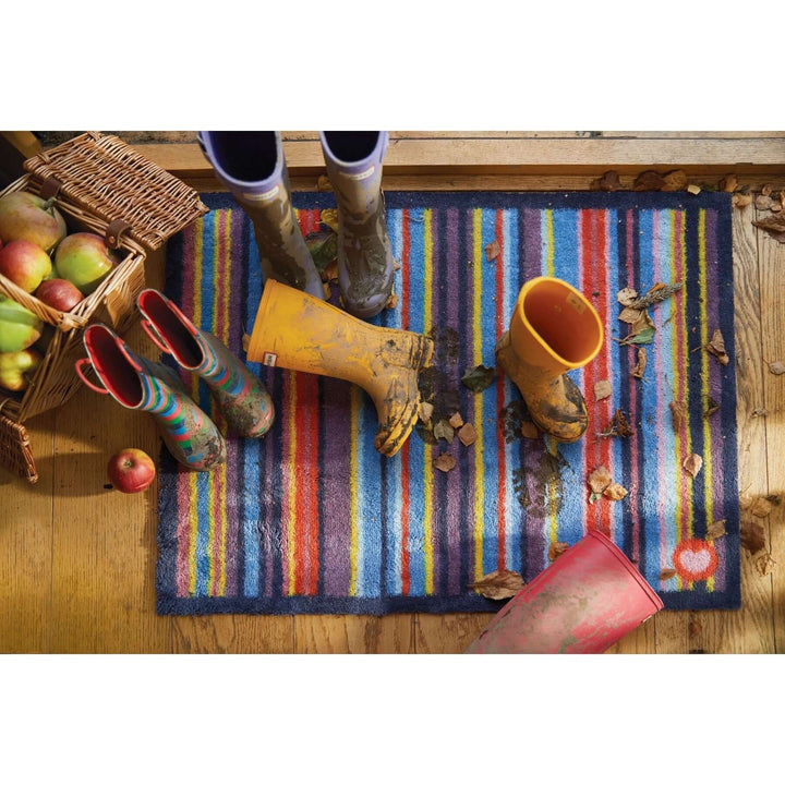 The Rugs Eco-Friendly Washable Striped Multicolour Mat | Trap 95% Dirt