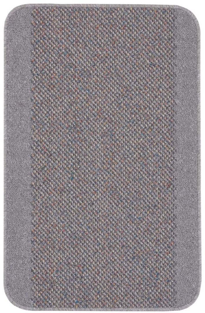 Machine Washable Designer Mats Bordered Design in Grey | The Rugs