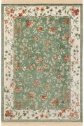 Oriental Flowers Velvet With Fringes Green Rug