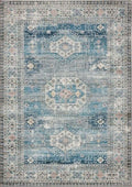 Eco-Washable Blue Rug Vintage Design