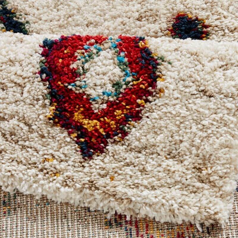 Velour Deep-Pile Rug Boho Vintage Design