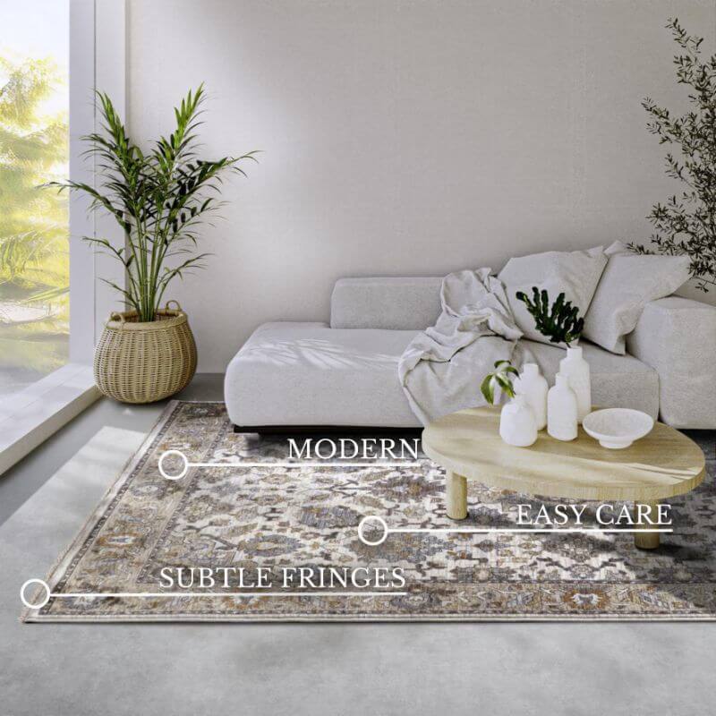 The Rugs Short-Pile Oriental Bordered Design Rug