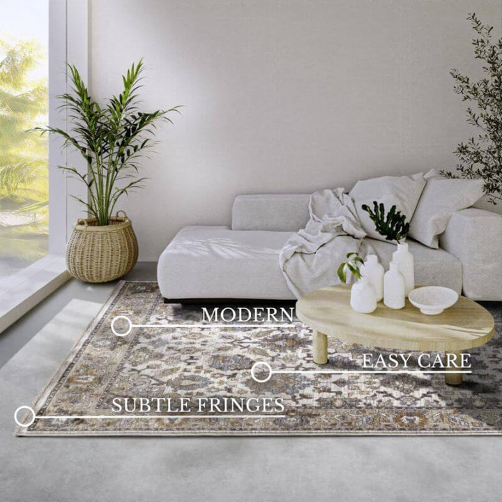 The Rugs Short-Pile Oriental Bordered Design Rug
