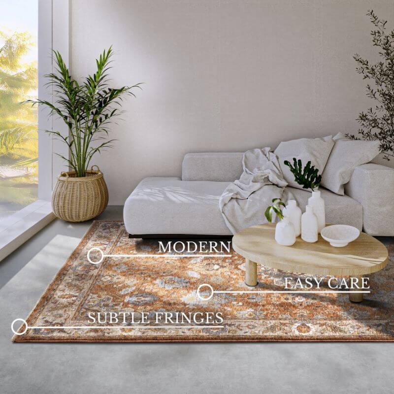 The Rugs Short-Pile Oriental Bordered Design Rug