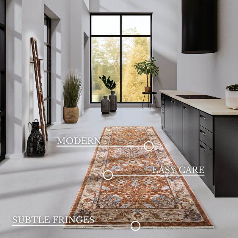 The Rugs Short-Pile Oriental Bordered Design Rug