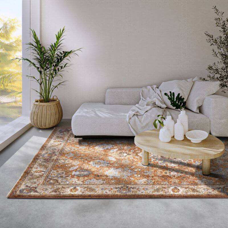 The Rugs Short-Pile Oriental Bordered Design Rug