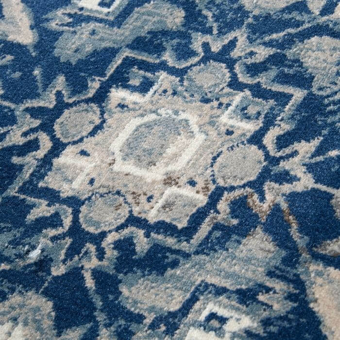 The Rugs Short-Pile Classic Medallion Blue Rug - Luxurious