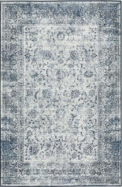 The Rugs Eco-Washable Blue Rug Bordered Design