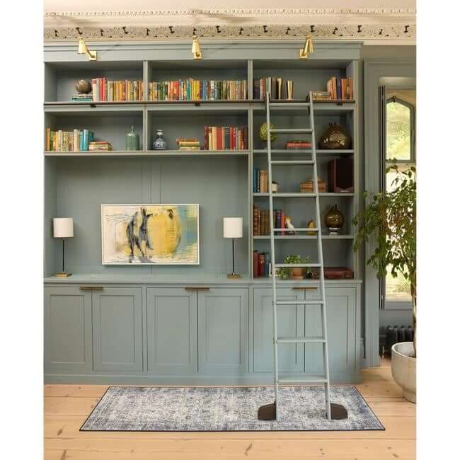 The Rugs Eco-Washable Blue Rug Bordered Design