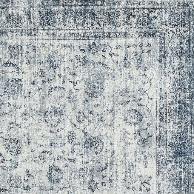 The Rugs Eco-Washable Blue Rug Bordered Design
