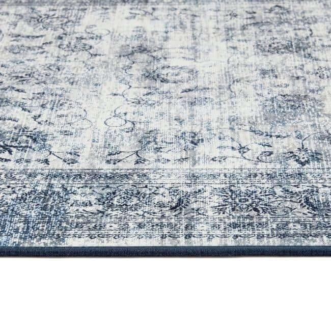 The Rugs Eco-Washable Blue Rug Bordered Design