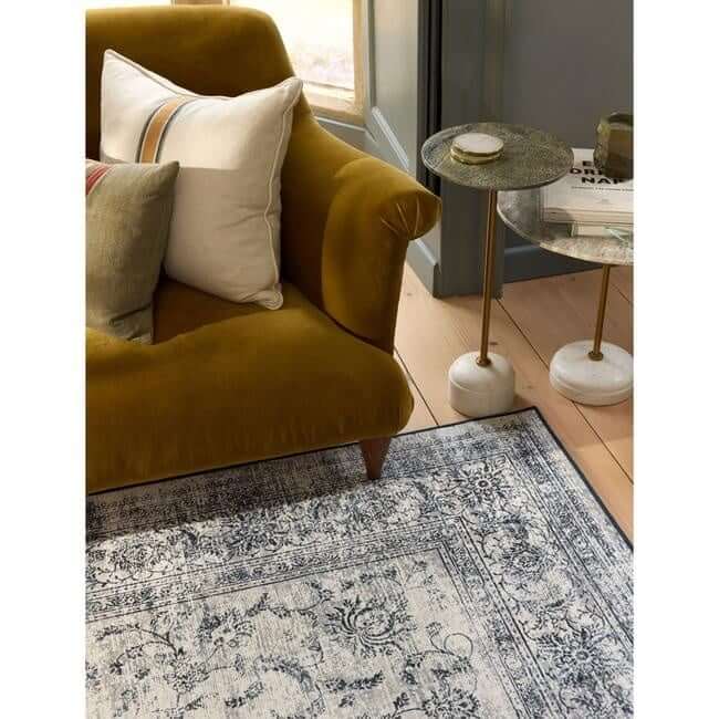 The Rugs Eco-Washable Blue Rug Bordered Design