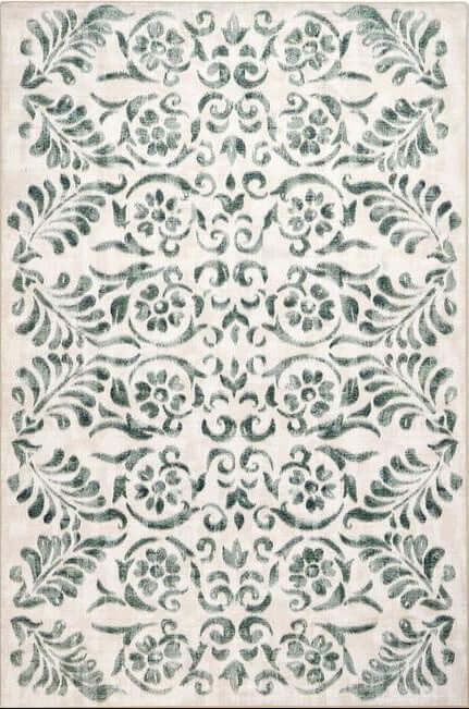 The Rugs Eco-Washable Cream Vintage Scroll Rug | Non-Slip