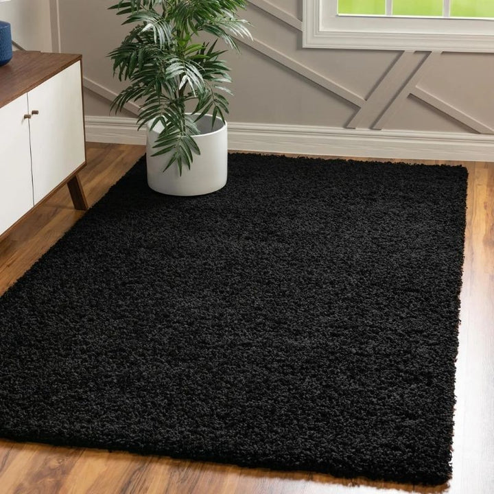 Washable Black Shaggy Rug | Luxury British Design | The Rugs