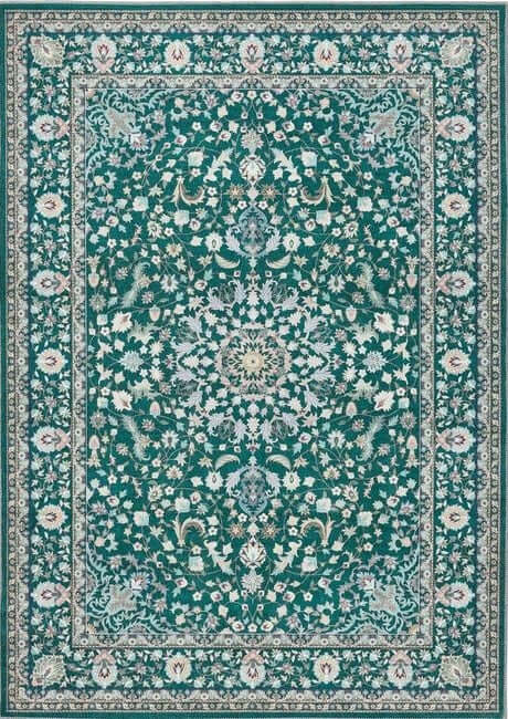 110×210 \"Green Emerald” ViNTAGE RUG Emerald Green Art Deco Rug: Vintage Geometric Floor Carpet