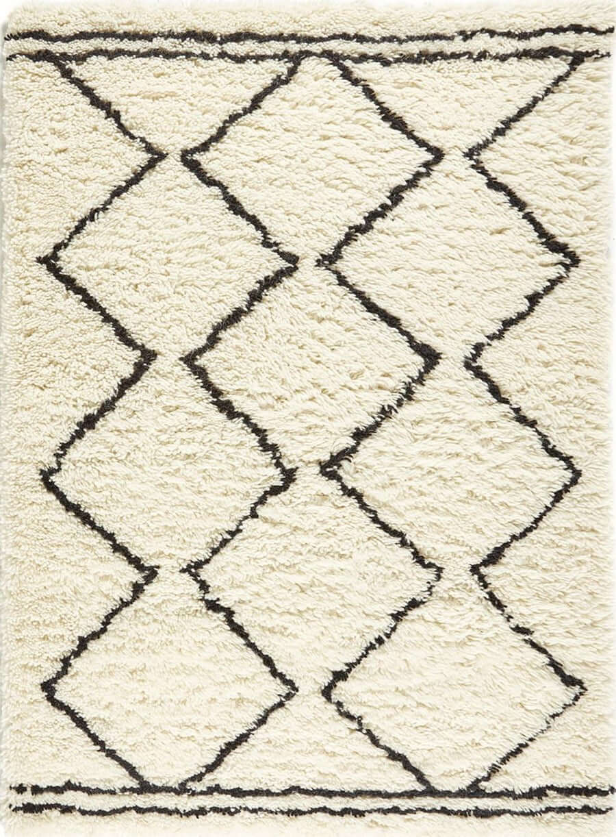 Berber Cream/Black Wool Shaggy Rug – The Rugs