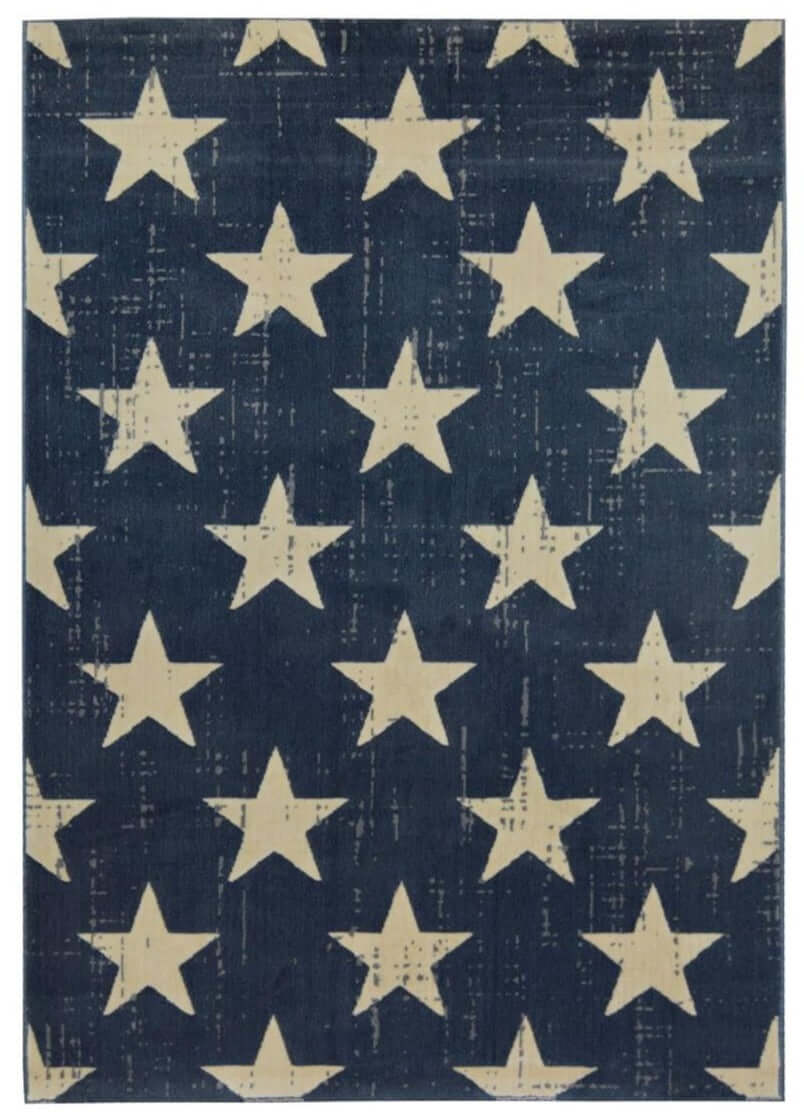 Creation Collection Star Design in Grey & Blue – The Rugs