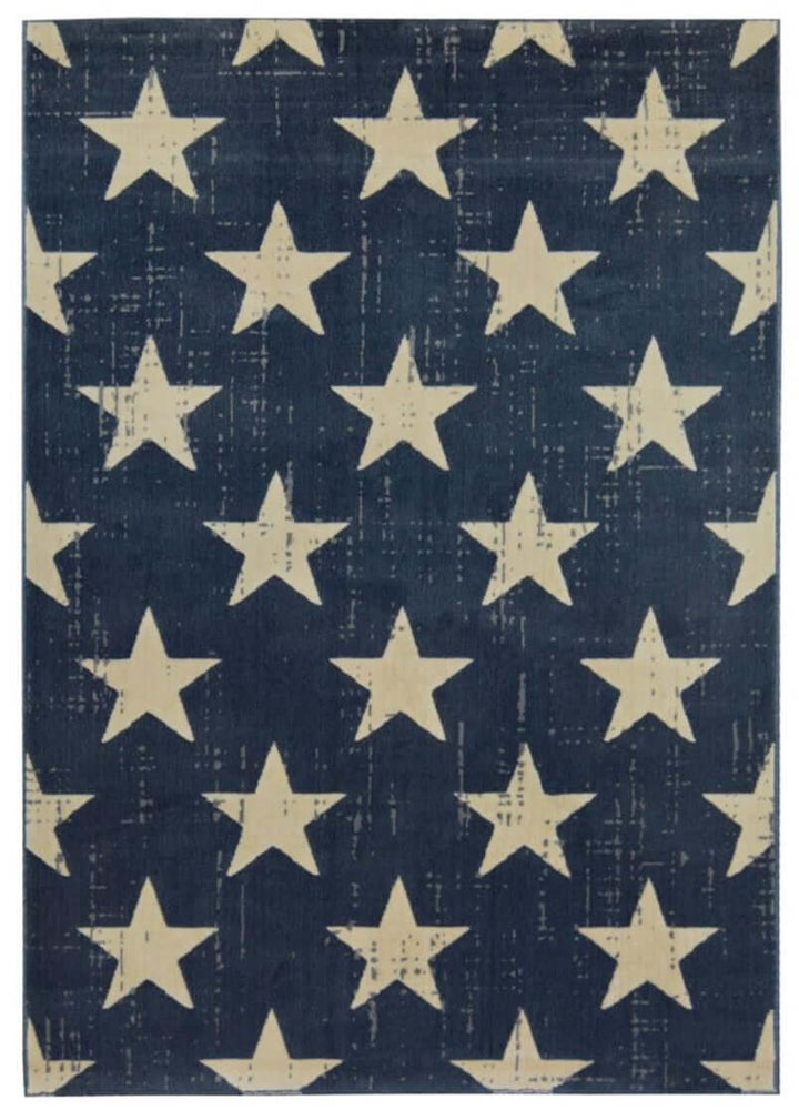 Creation Collection Star Design in Grey & Blue – The Rugs