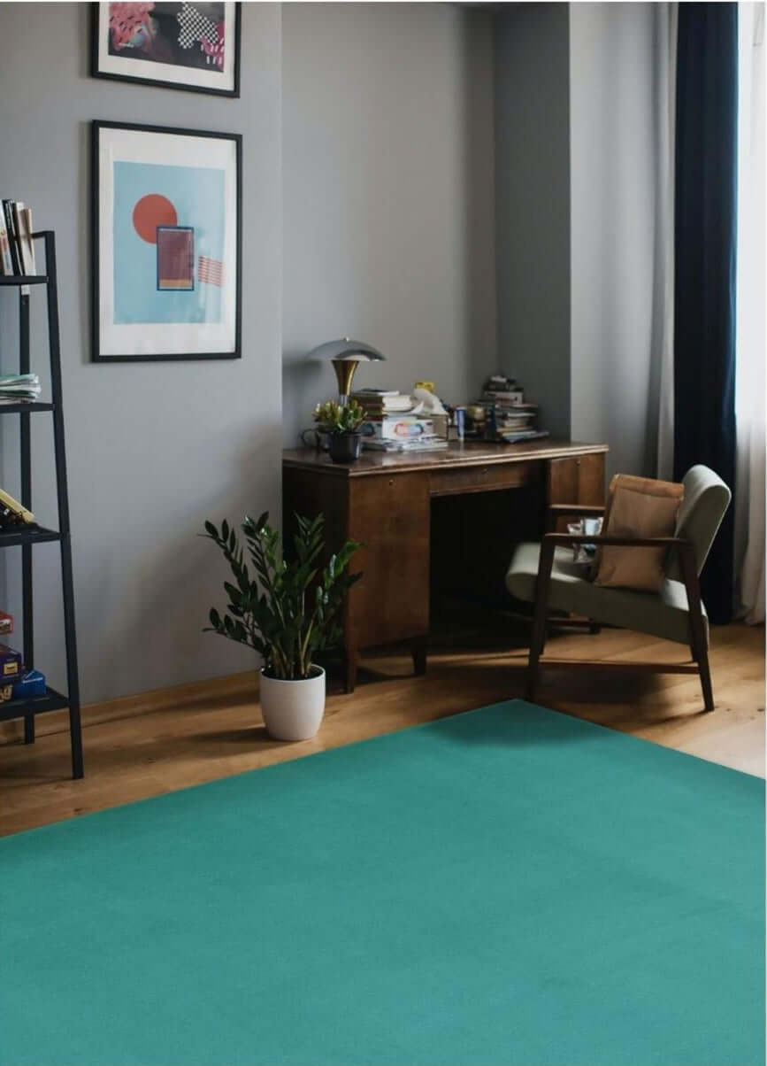 Solid Design Living Room Rug in Duck Egg Blue | The Rugs
