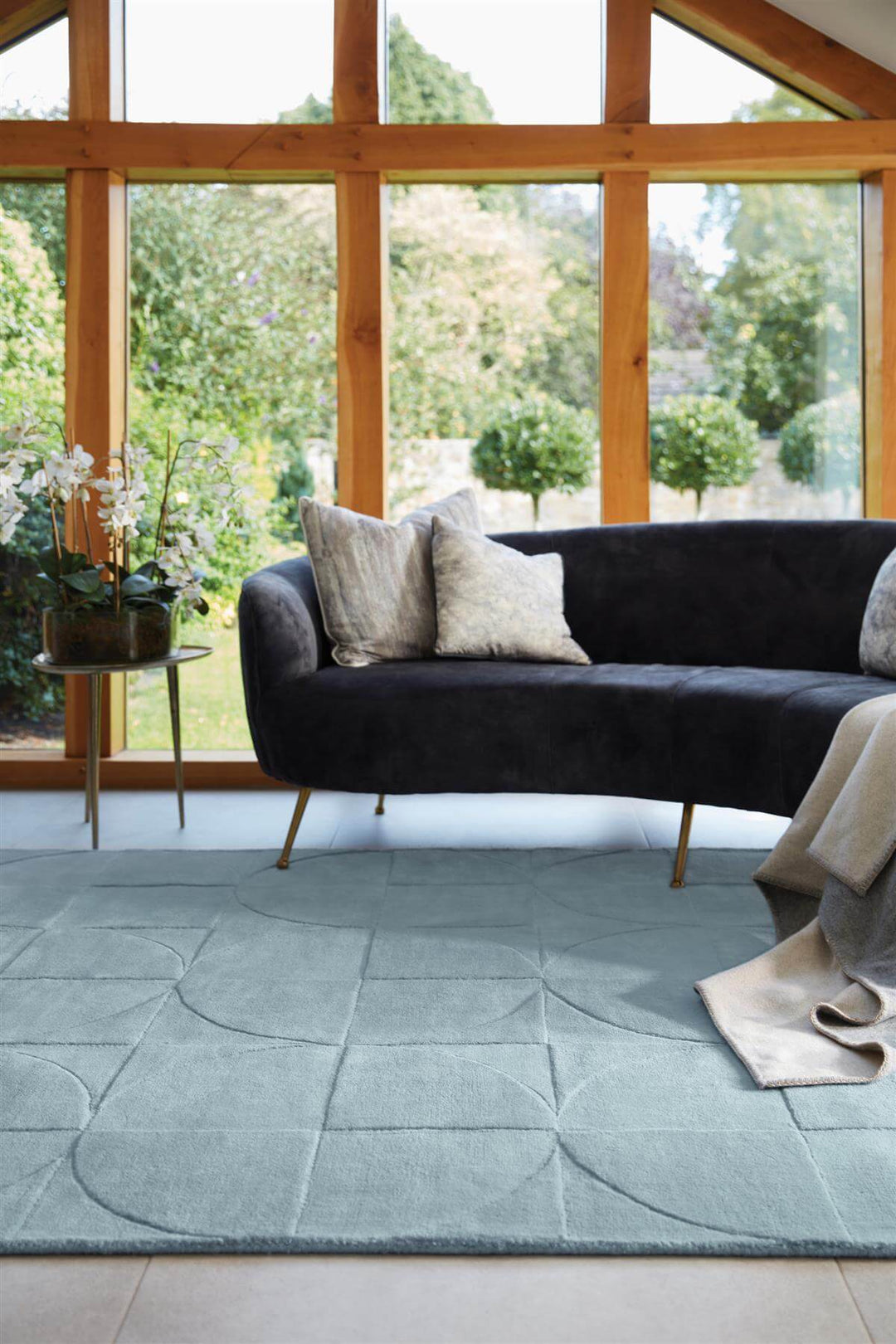 Penny Duck Egg Blue Geometric Wool Rug |Luxurious Home Decor