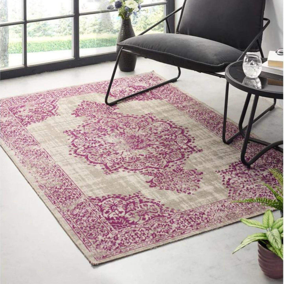 Saville Grey/Raspberry Vintage Rug – The Rugs