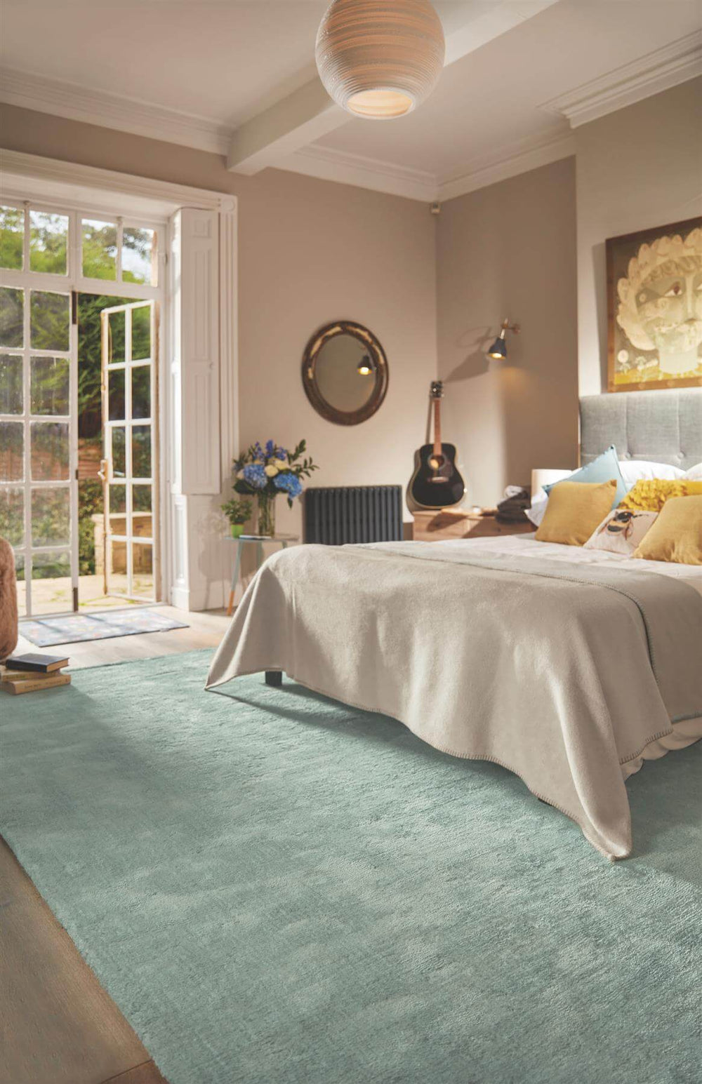 Hush Solid Aqua Luxury Rug | Handcrafted Wool-Viscose Blend