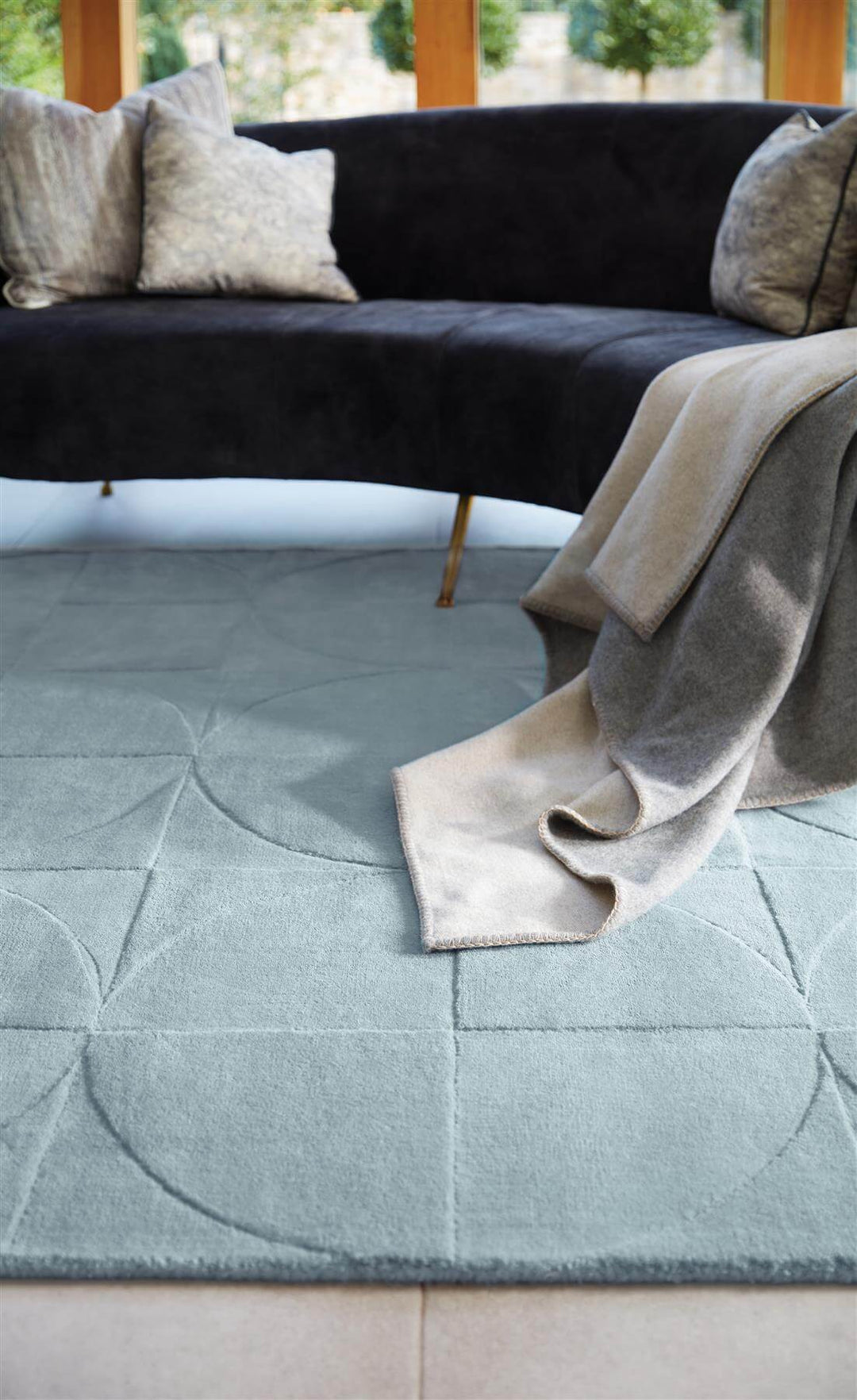 Penny Duck Egg Blue Geometric Wool Rug |Luxurious Home Decor