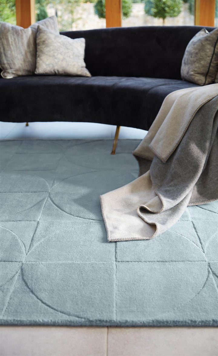 Penny Duck Egg Blue Geometric Wool Rug |Luxurious Home Decor