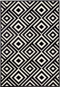 Modern Diamond-Patterned Rug – Black & White