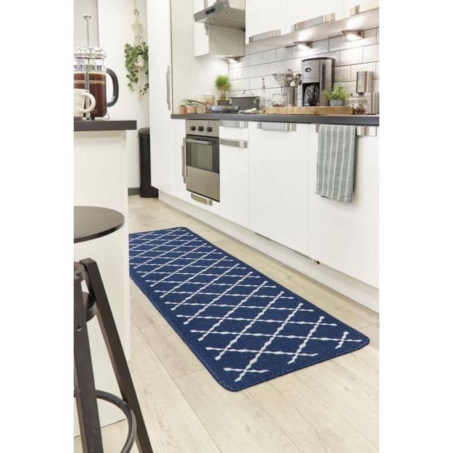 The Rugs Durable Washable Mats & Runners with Diamond Design