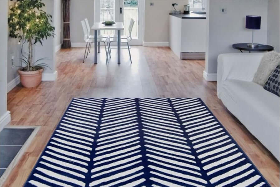 Maestro Herringbone Navy Rug | Low-Pile Elegance | The Rugs