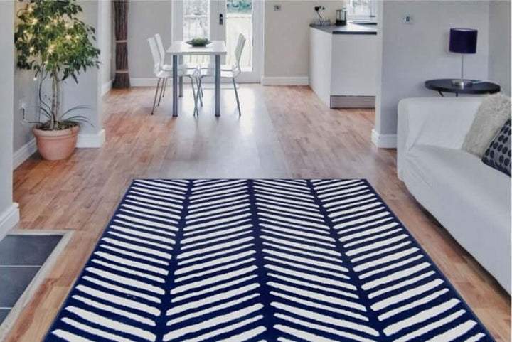 Maestro Herringbone Navy Rug | Low-Pile Elegance | The Rugs