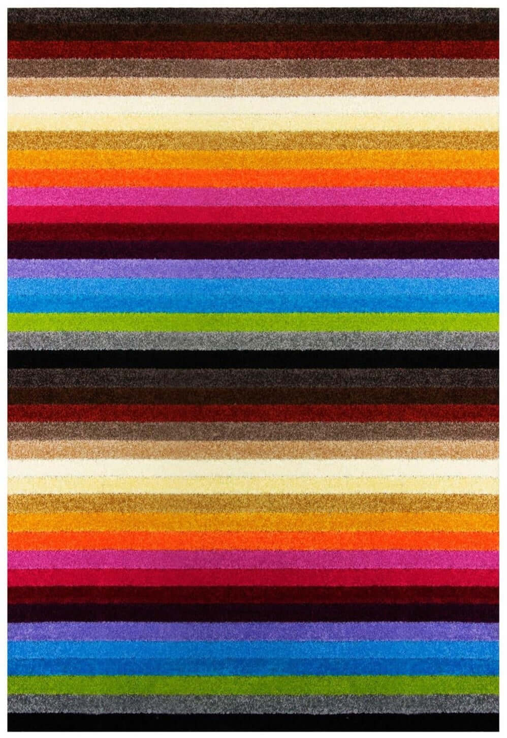 Machine Washable Stripe Design Rug in Rainbow Colours
