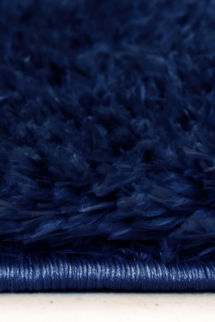 Solid Design Shaggy Rug for Living Room in Navy – The Rugs